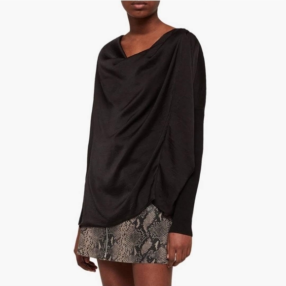 NWOT All Saints 3 Way Erma Cotton Cowl Draped Long Sleeve Sweater - Picture 2 of 12